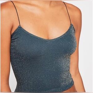 Like new Free People Midnight Sparkle Skinny Strap Seamless Brami Teal blue S